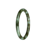 Genuine Natural Grey with Olive Green Burma Jade Bangle - 62mm Petite Round