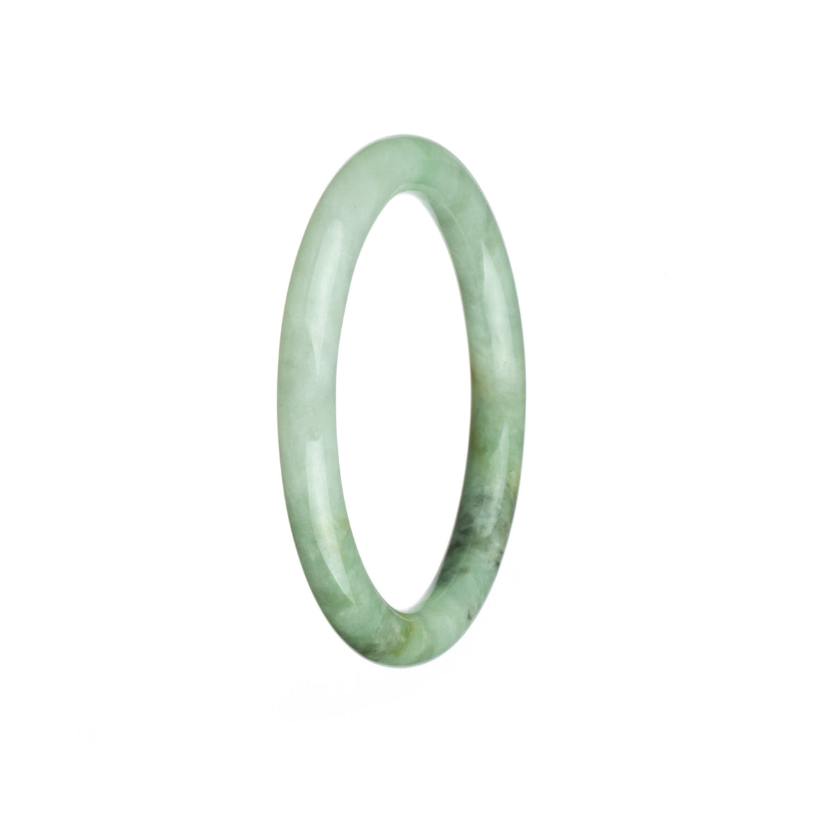Genuine Untreated Light green pattern Jadeite Jade Bangle - 56mm Petite Round
