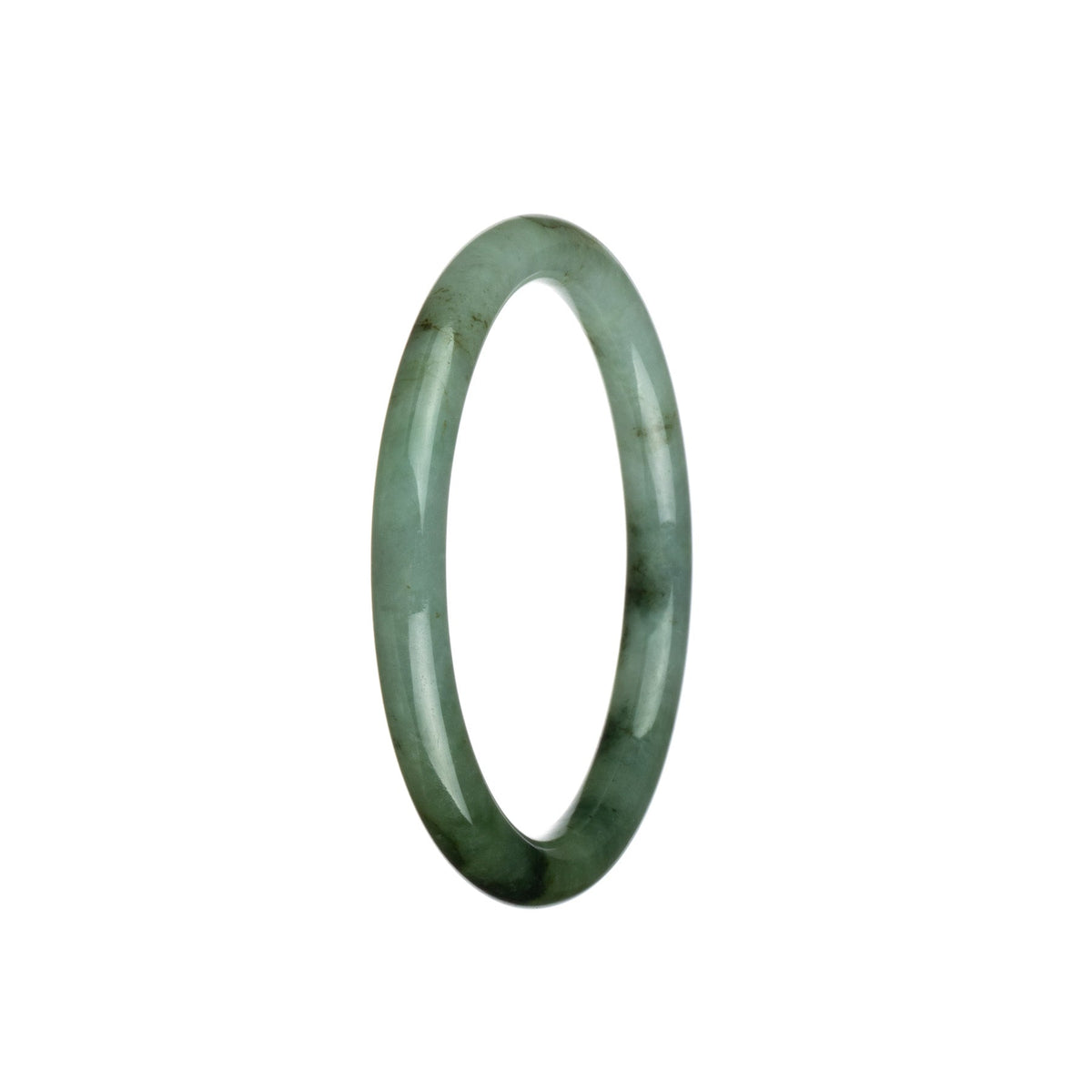 Real Grade A Light Green with Deep Green Jade Bangle Bracelet - 57mm Petite Round