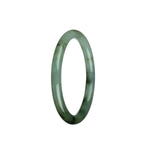 Real Grade A Light Green with Deep Green Jade Bangle Bracelet - 57mm Petite Round