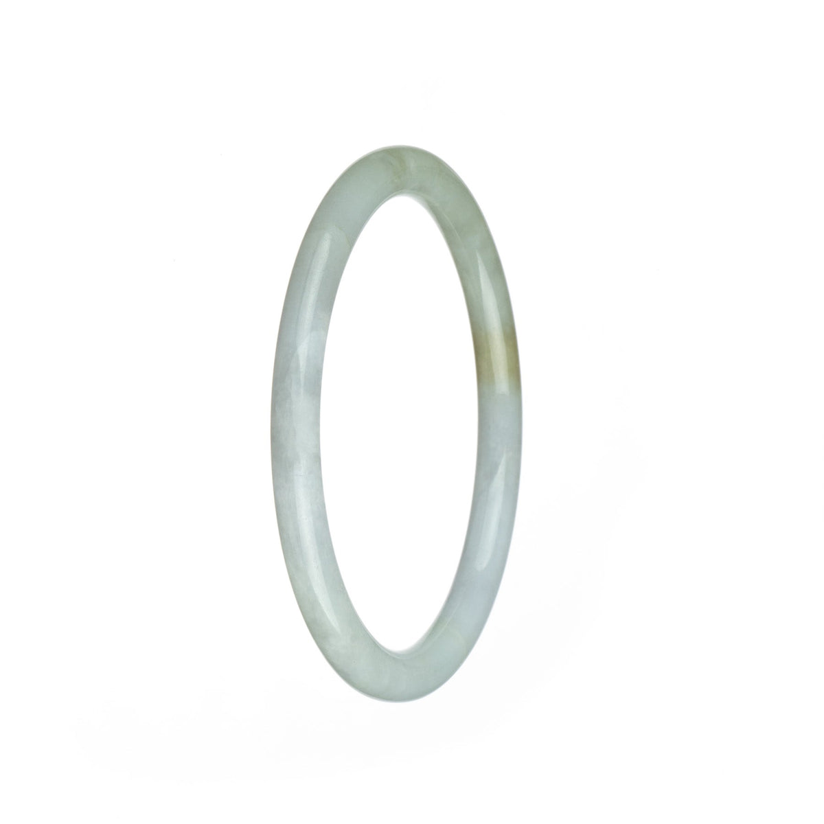 A beautiful and delicate white and lavender jadeite bangle, perfect for petite wrists, from MAYS GEMS.