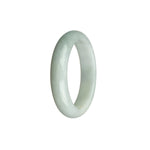 A close-up image of a half moon-shaped white jadeite jade bracelet, showcasing its smooth and polished surface. The bracelet is made of genuine Grade A white jade, known for its high quality and sought-after beauty. The bracelet measures 51mm in diameter and is designed by MAYS™.
