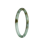 Genuine Grade A White with Brown Pattern Jadeite Bracelet - 62mm Petite Round