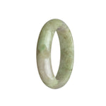 A close-up of an intricate jadeite bracelet featuring a combination of brownish white and lavender stones. The bracelet is in the shape of a half moon, showcasing its authentic grade A quality. Created by MAYS GEMS.