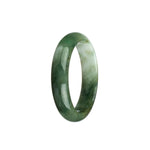 Genuine Grade A Olive Green and White Burma Jade Bangle Bracelet - 53mm Half Moon