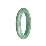 Genuine Natural Mottled Light Green Jadeite Bangle - 59mm Semi Round