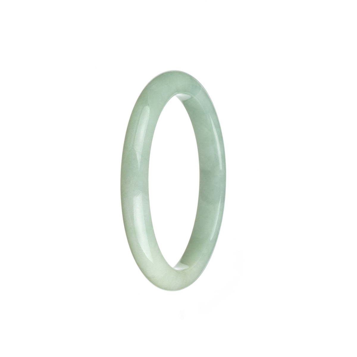 Certified Untreated White Traditional Jade Bangle Bracelet - 55mm Semi Round