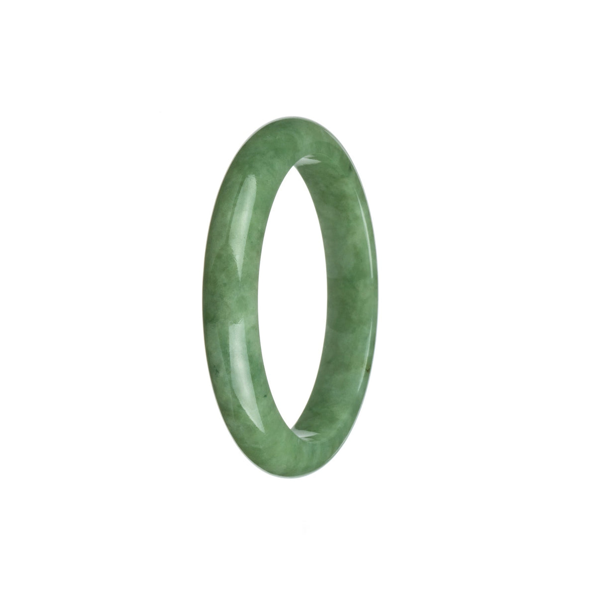 Genuine Grade A Green Traditional Jade Bangle Bracelet - 53mm Semi Round