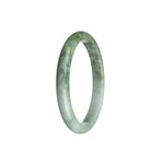 Genuine Untreated White and Grey Pattern Burma Jade Bangle - 53mm Semi Round