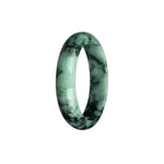 Authentic Grade A Green and Black Pattern Burmese Jade Bangle Bracelet - 53mm Half Moon