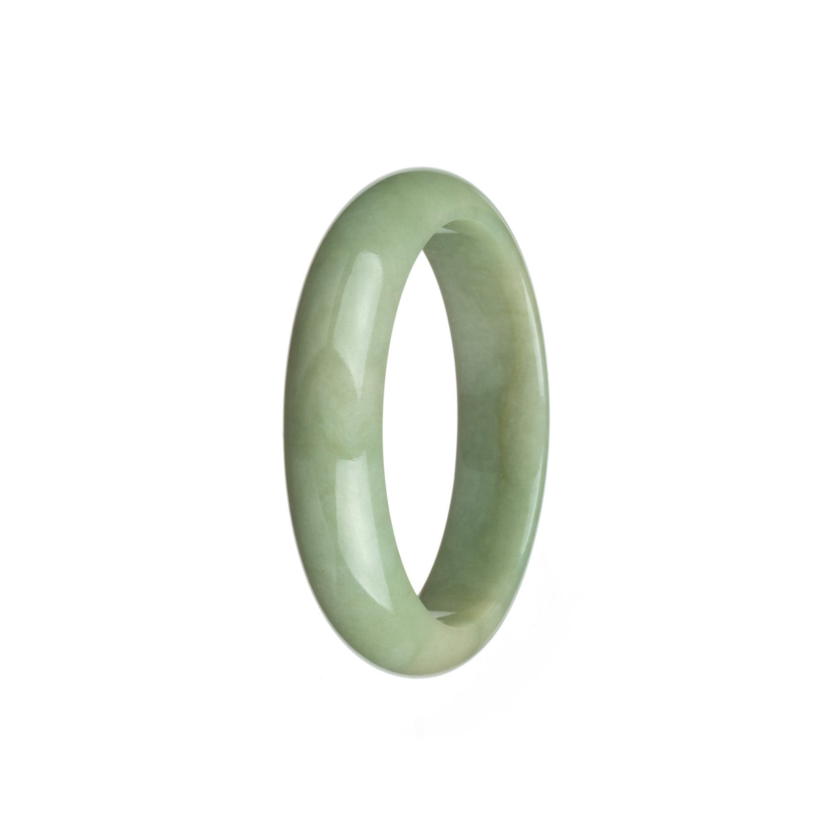 A half moon-shaped off white Burma jade bangle.