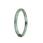 Genuine Type A Greyish White and Grey Pattern Jade Bangle Bracelet - 61mm Petite Round