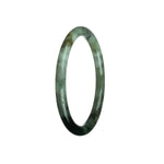 A delicate round jade bracelet featuring a natural white and green pattern from Burma. Perfect for petite wrists, measuring 61mm in size. Exudes an authentic and timeless beauty.
