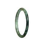 A close-up image of a beautiful jade bangle bracelet, featuring a white and green traditional pattern. The bracelet is petite and round, with a diameter of 61mm. Perfect for adding a touch of elegance to any outfit.