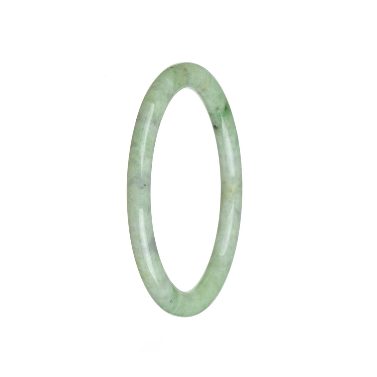 Genuine Grade A Light Green Burma Jade Bangle - 60mm Petite Round