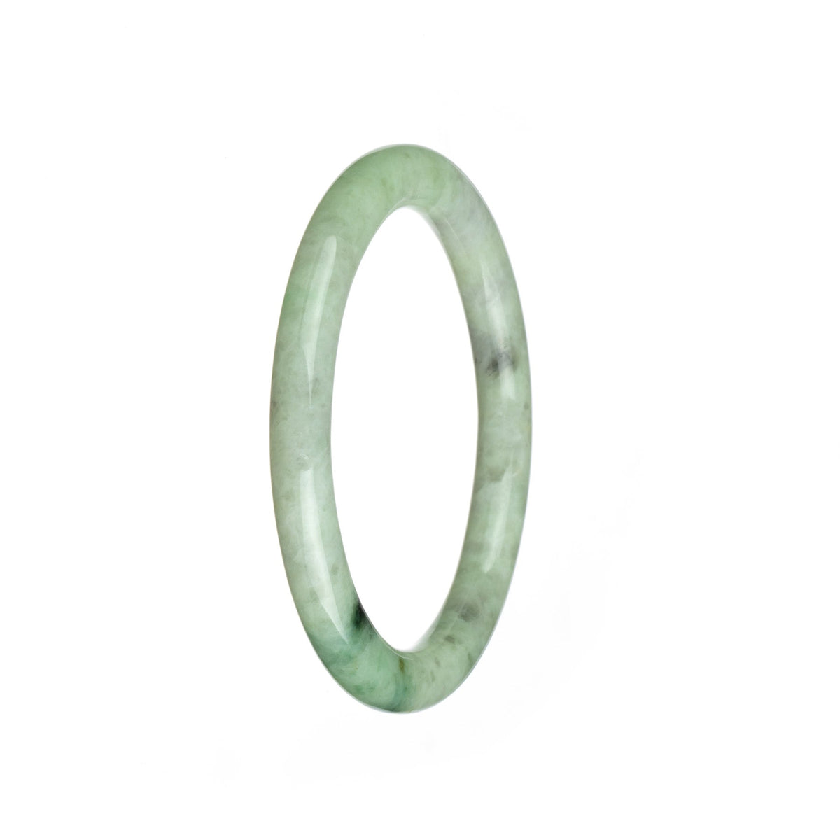 Authentic Type A Pale Green Pattern Burma Jade Bangle - 59mm Petite Round