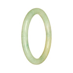A dainty round jade bangle bracelet in a combination of light green and light brown shades. Perfect for adding a touch of elegance to any outfit.
