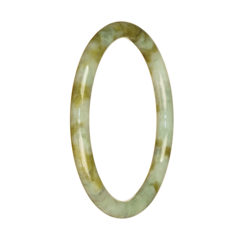 Genuine Grade A White and Brown Jade Bangle - 61mm Petite Round