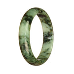 Authentic Type A Green Pattern Burmese Jade Bangle Bracelet - 58mm Half Moon