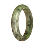 Certified Type A Grey Pattern Jadeite Bracelet - 59mm Half Moon