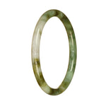 Real Grade A Olive Green Pattern Jadeite Jade Bangle Bracelet - 62mm Petite Round