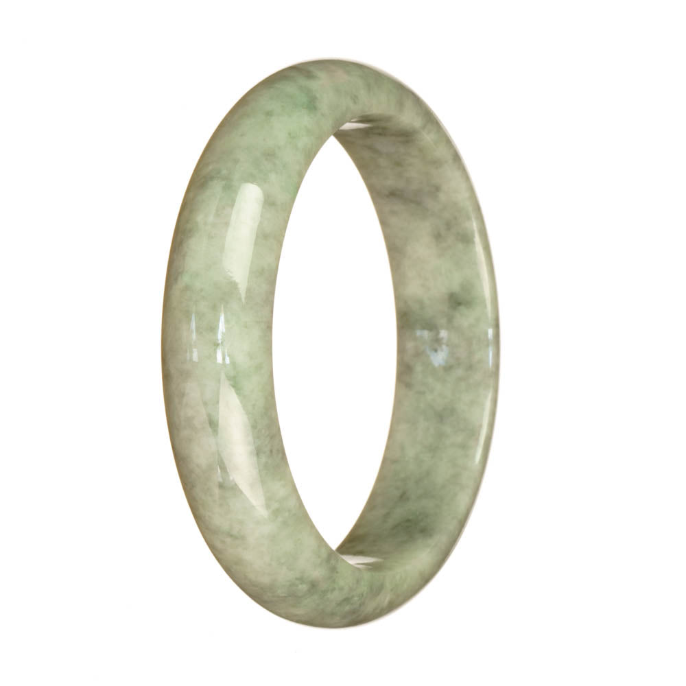 Real Untreated Grey Pattern Jade Bangle - 59mm Half Moon