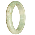 Genuine Grade A Pale Green Pattern Traditional Jade Bangle - 67mm Half Moon