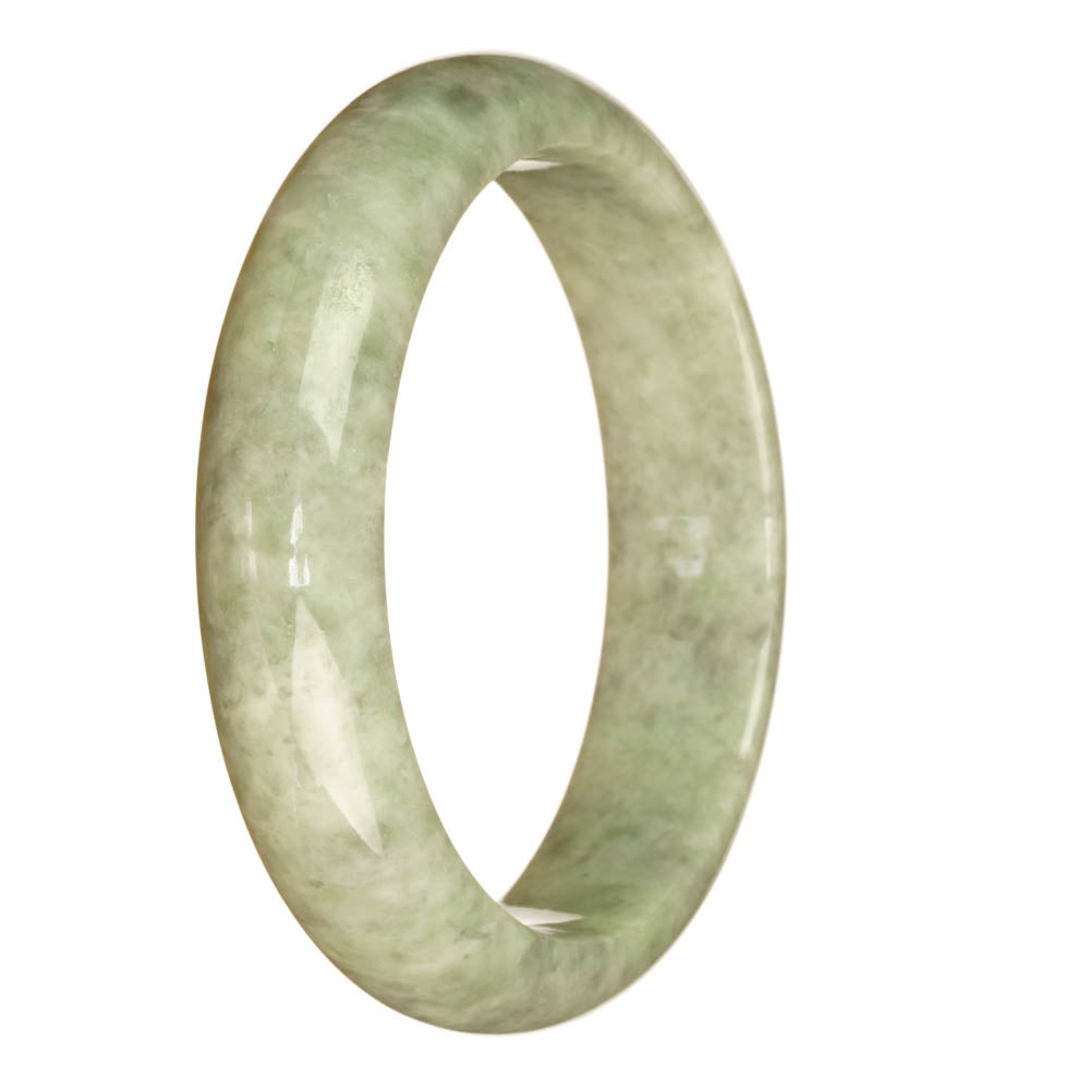Certified Natural Grey Pattern Jadeite Jade Bangle - 62mm Half Moon
