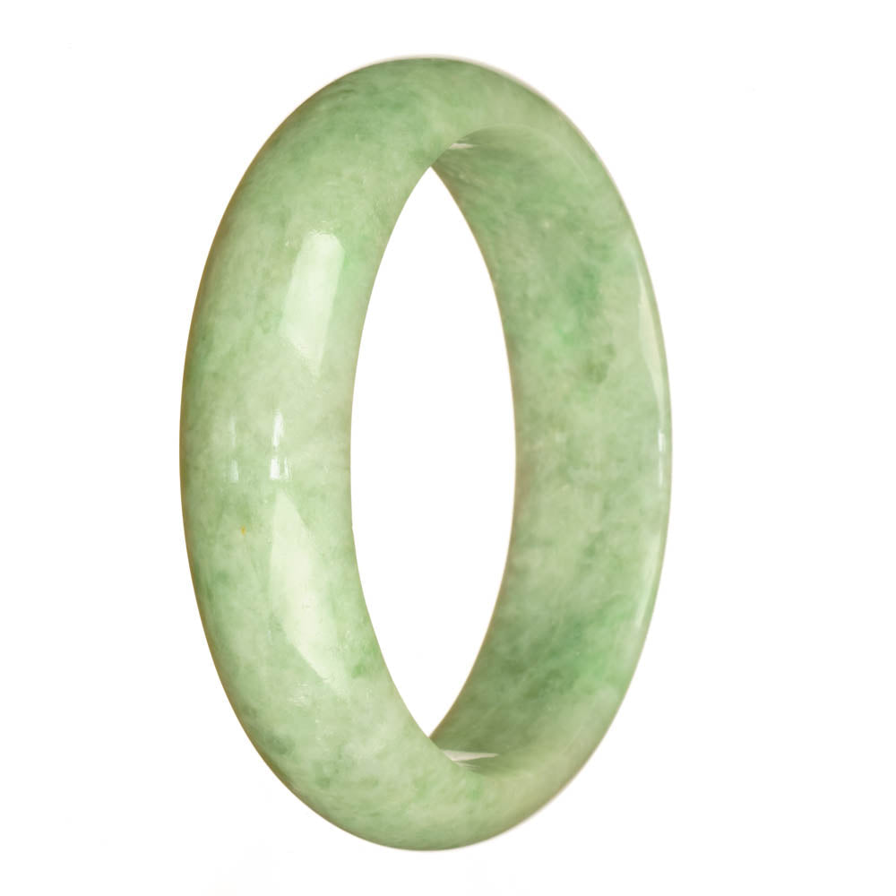 Real Grade A Light Green Traditional Jade Bangle Bracelet - 64mm Half Moon