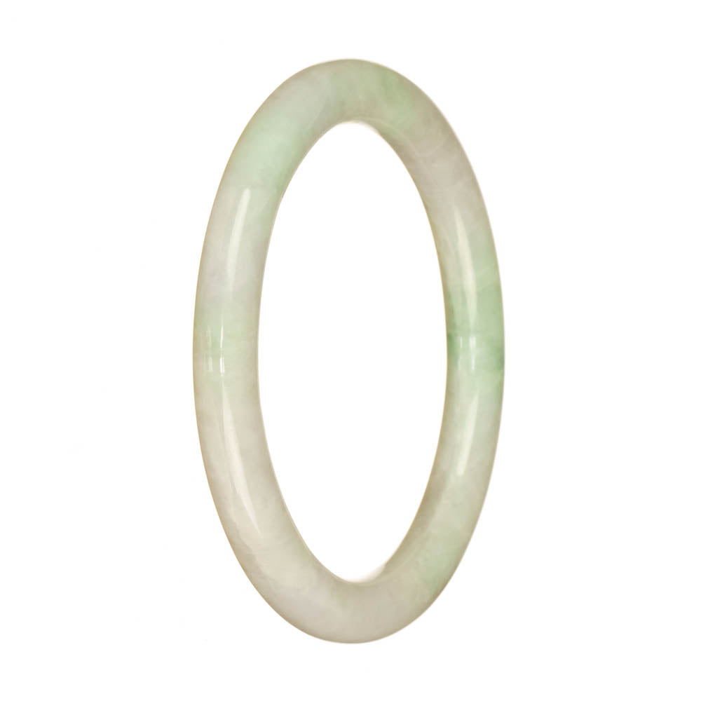 Genuine Type A White with Apple Green Jadeite Bangle - 59mm Petite Round