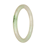 A delicate white and apple green jadeite bangle bracelet in a petite round size of 59mm, crafted with genuine Grade A jadeite.