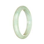 A light green jade bangle bracelet with a half moon shape, made of genuine Grade A jade.