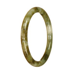 Authentic Untreated Green and Brown Pattern Burmese Jade Bangle Bracelet - 60mm Petite Round
