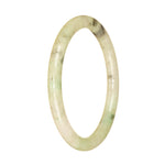 Certified Grade A Light Green Pattern Burmese Jade Bangle - 60mm Petite Round