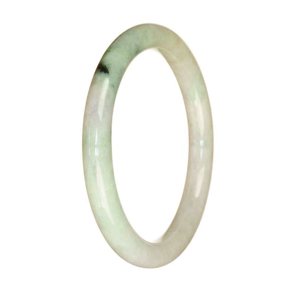 A small round white patterned jade bangle, perfect for petite wrists, with genuine Type A jade.