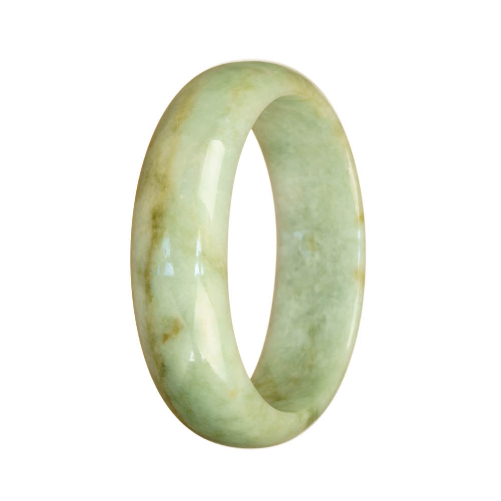 A beautiful green Burma jade bangle with an oval shape, known for its natural and authentic quality.