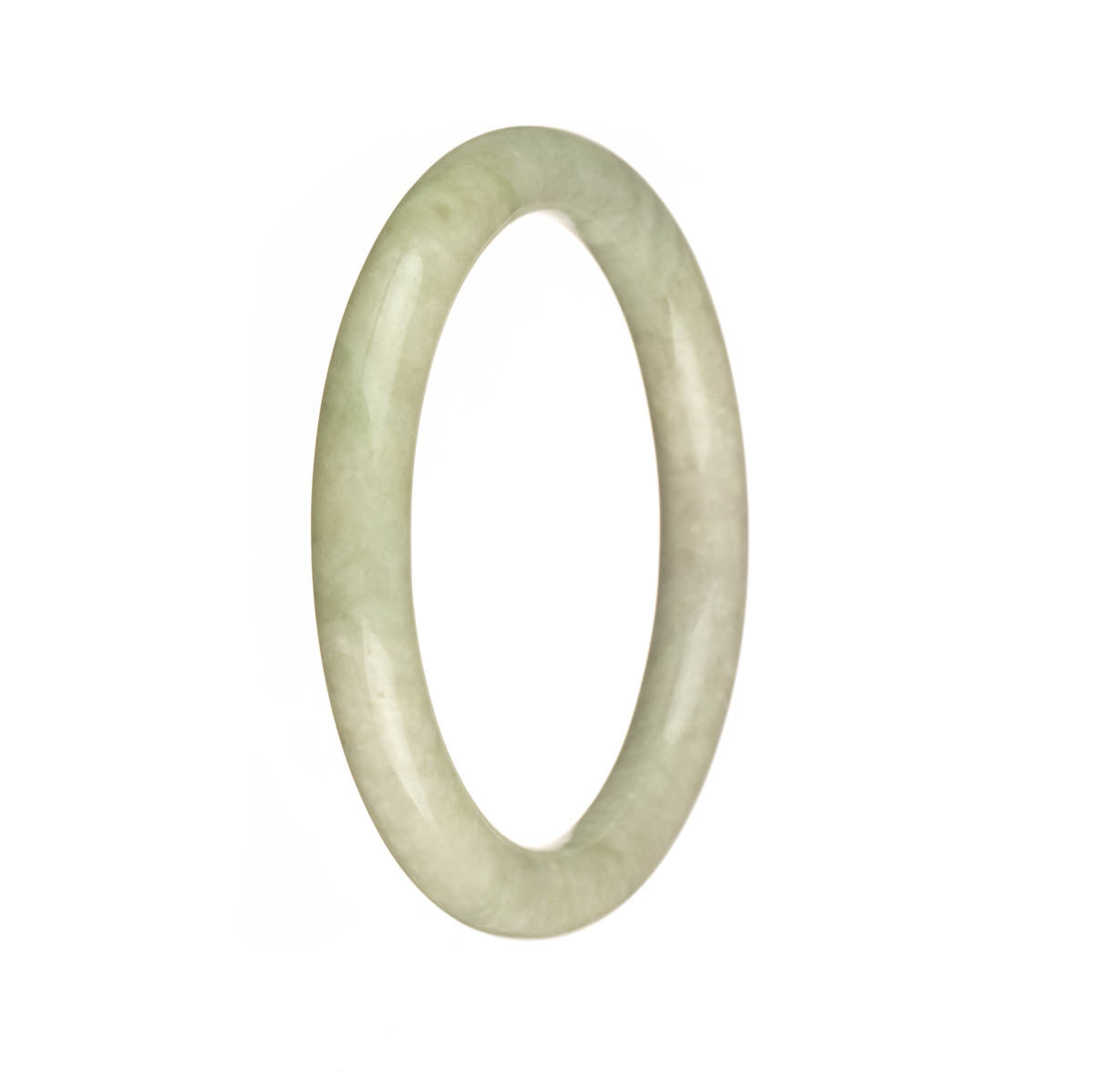 An elegant, petite round pale green jade bangle bracelet, certified as untreated, showcasing traditional beauty.