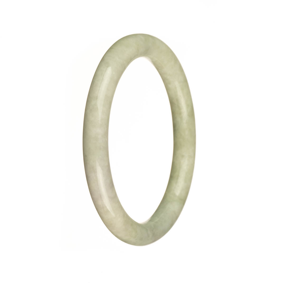 Certified Untreated Pale Green Traditional Jade Bangle Bracelet - 55mm Petite Round