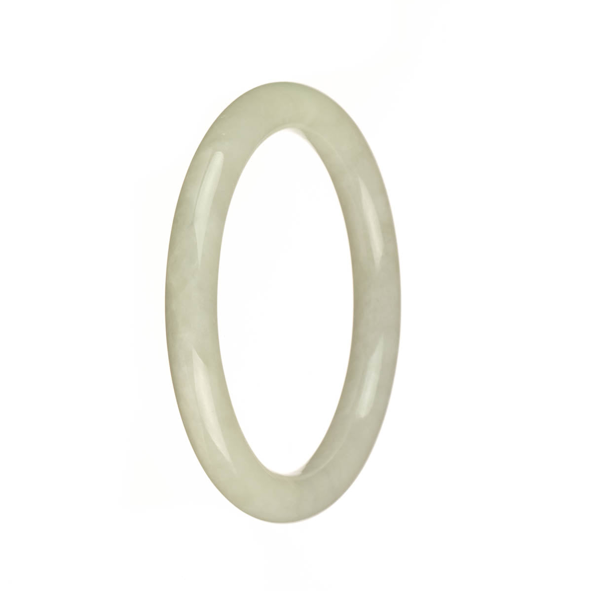 Certified Type A White Jadeite Bracelet - 55mm Petite Round
