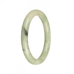 Genuine Type A Green and White with Dark Green Spots Traditional Jade Bangle Bracelet - 55mm Petite Round