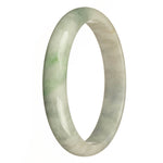 Authentic Type A White with Green Pattern, Apple Green and Lavender Spots Burma Jade Bangle - 79mm Half Moon