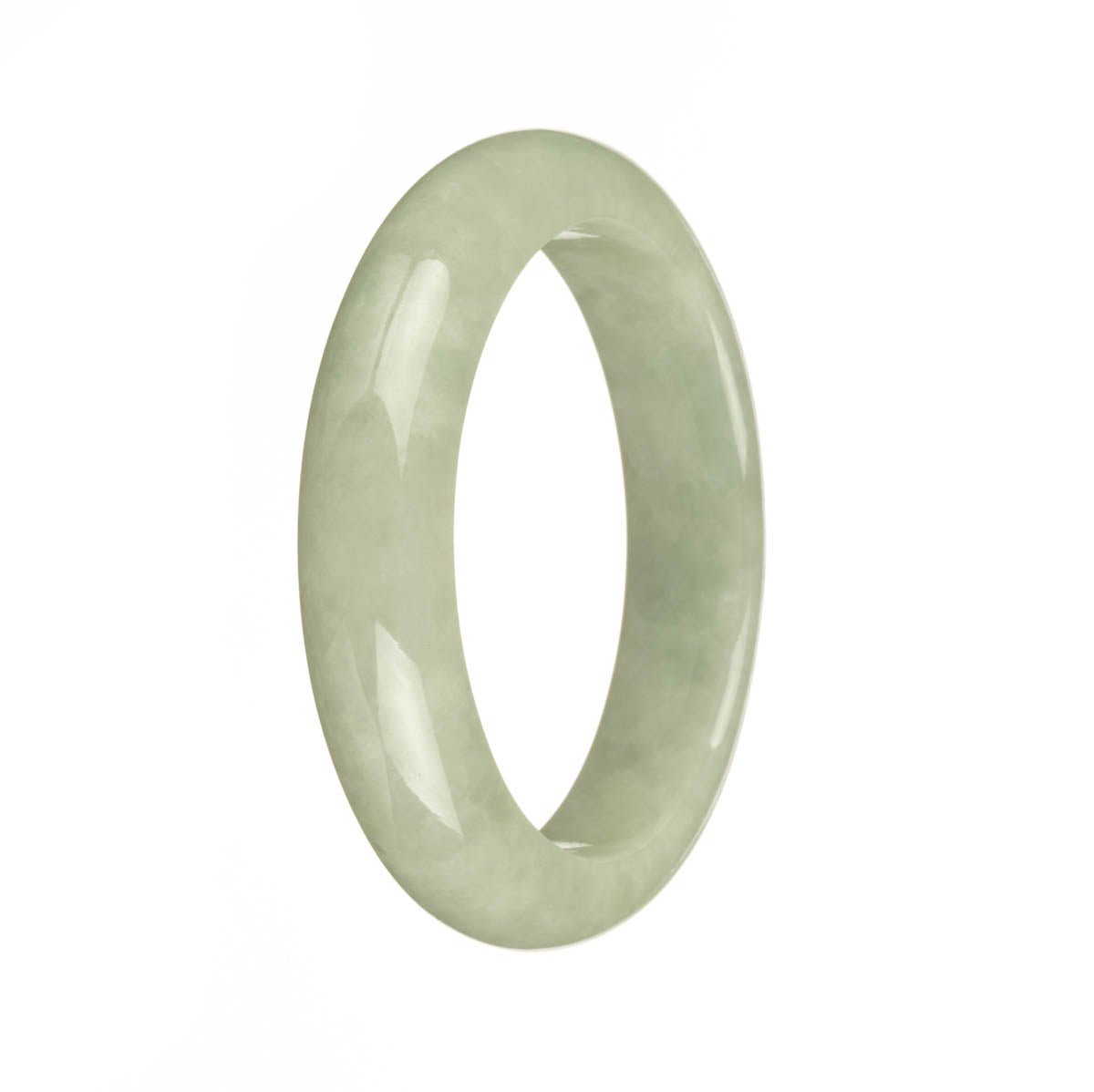 Genuine Type A Light Green Traditional Jade Bangle - 55mm Half Moon