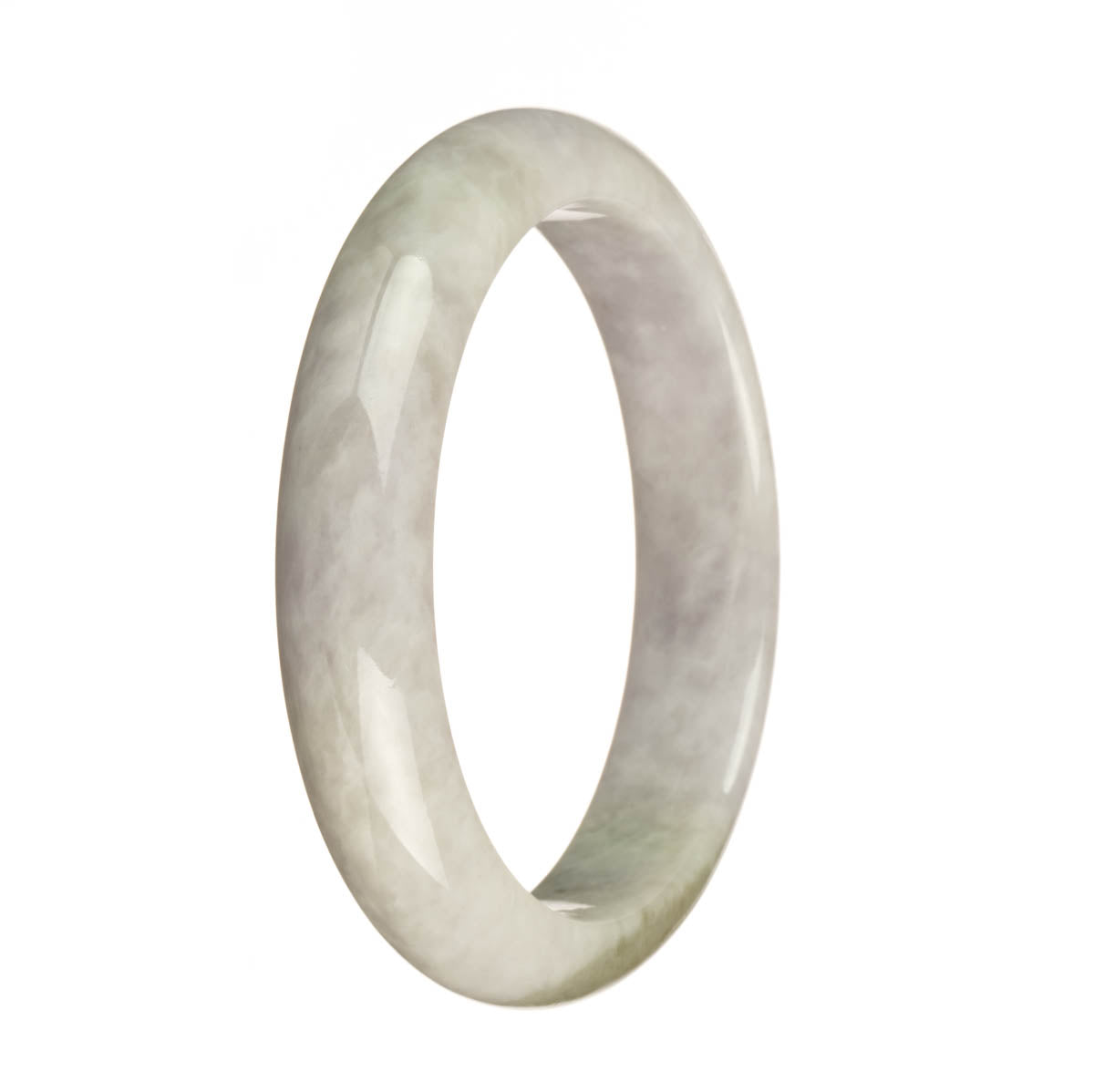 Certified Natural Lavender and Olive Green Jade Bracelet - 62mm Half Moon