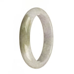 A half moon-shaped bracelet made with certified natural lavender and olive green jade stones.