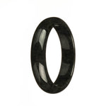 A black traditional jade bangle bracelet with a half moon shape, made from genuine Grade A jade.