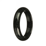 A sleek and elegant black jadeite bangle bracelet with a half-moon design, measuring 55mm in diameter. Crafted from genuine Grade A jadeite, this bracelet from MAYS is a timeless and sophisticated accessory.