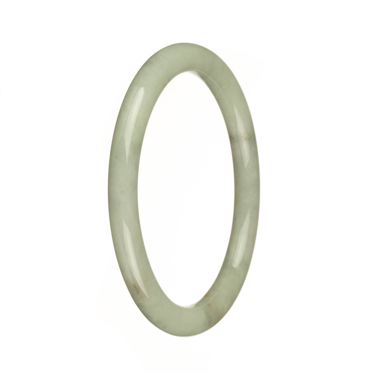 A small, round light green jade bangle with a genuine Type A certification. Perfect for those with petite wrists, this MAYS™ bangle measures 60mm in diameter.