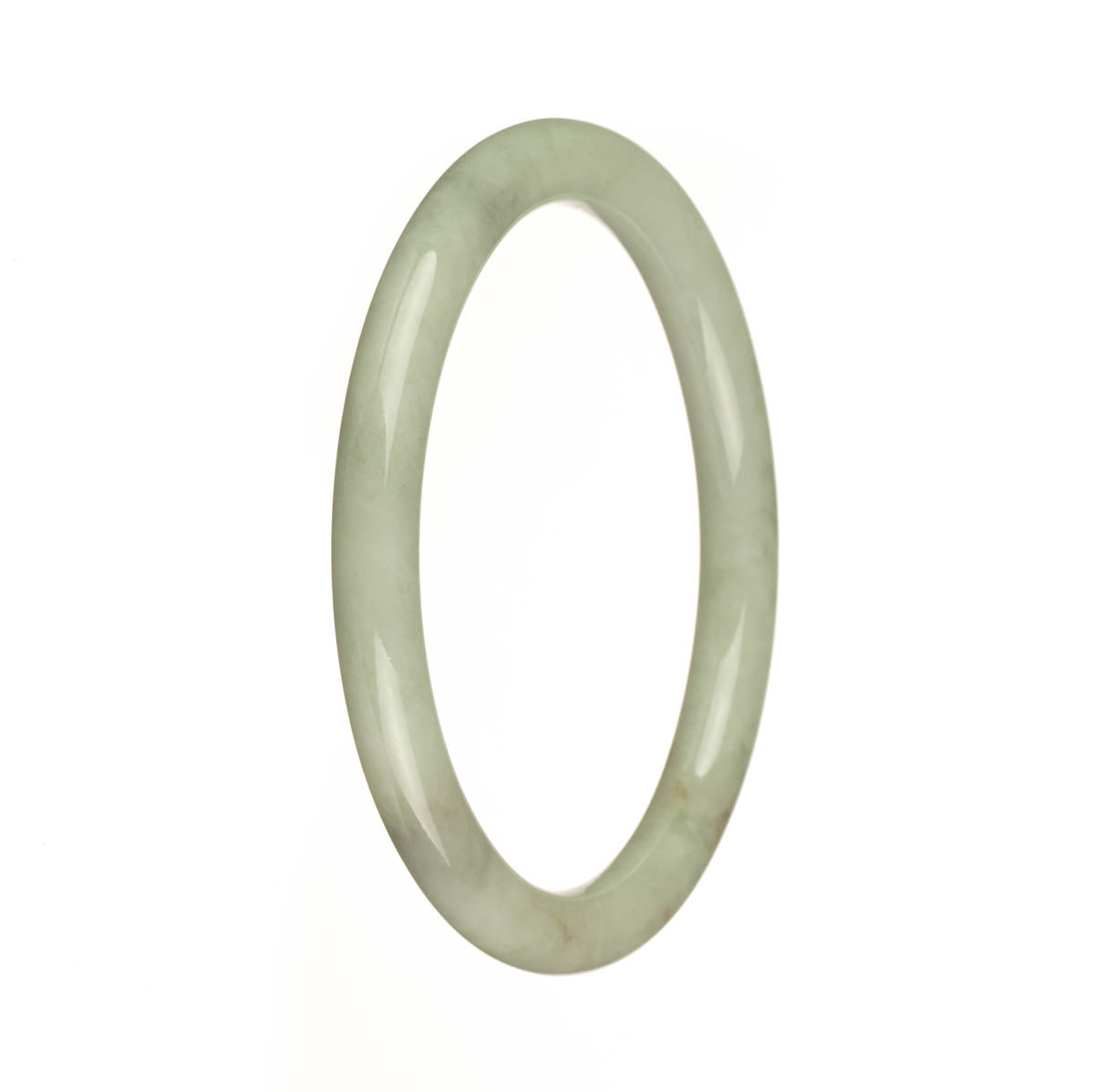 Genuine Untreated Light Green Burmese Jade Bangle Bracelet - 60mm Petite Round