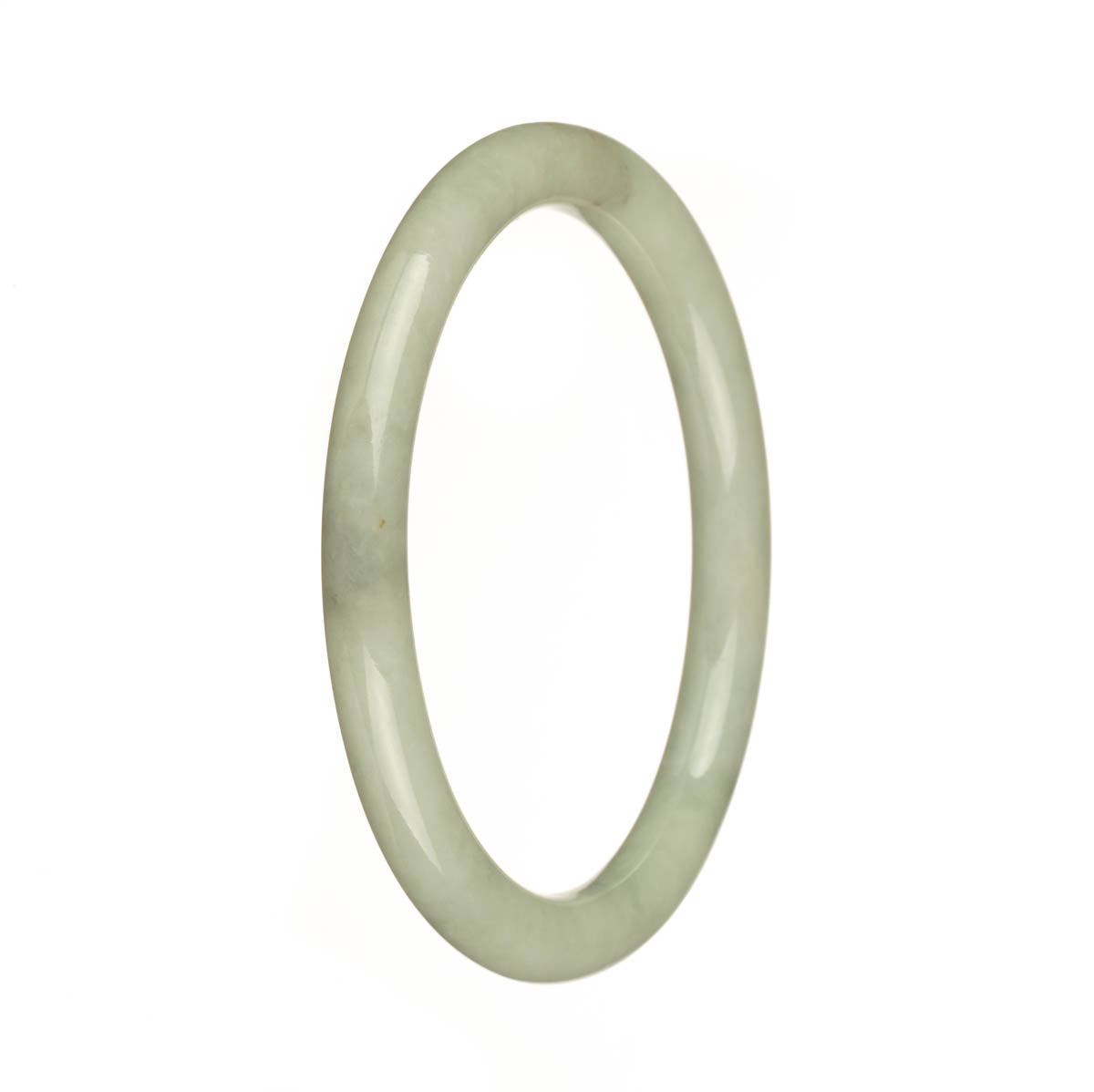 A light green Burmese jade bangle bracelet with a petite round shape, untreated and genuine.