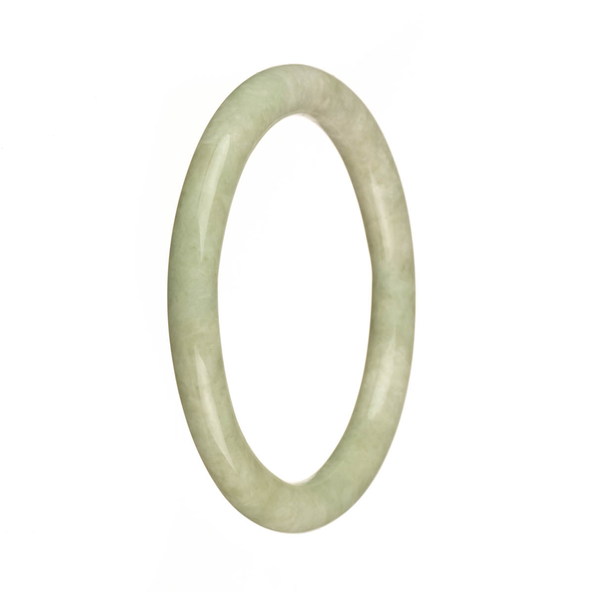 Authentic Natural Light Green Burmese Jade Bracelet - 59mm Petite Round